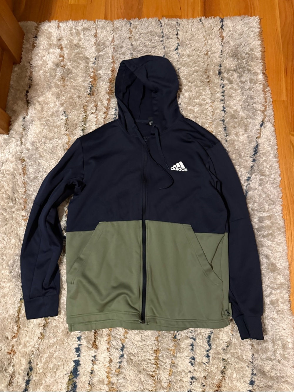 adidas Colorblock Full-Zip Hoodie - Navy & Olive